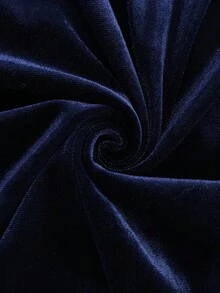 GlowEve Women's Velvet Round Neck Rhinestone Chain Waist A-Line Elegant Dress, Suitable For Daily Commute, Business, French Romantic Date, Party, Christmas, Autumn/Winter, Navy Blue Long Sleeve - Navy Blue - View 5