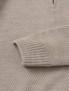 EURMUSE Men Textured Half Zipper Casual AW Regular Sweater - Camel - View 5