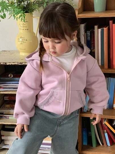 DAZY 女童连帽网眼拼接韩版长袖卫衣，秋冬