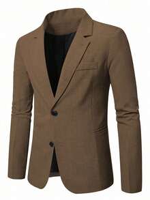 Manfinity Mode 男士区间染口袋单排扣西装外套 男士棕色西装外套 男士棕色西装 男士时尚西装外套 优雅男士西装外套 男士正装西装外套