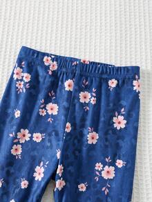 Cozy Pixies 2pcs Baby Girl Floral Print Knit Soft Round Neck Long Sleeve Pullover Top And Elastic Waist Pants Set Fall Winter - Multicolor - View 7