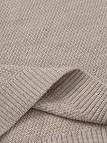 EURMUSE Men Textured Half Zipper Casual AW Regular Sweater - Camel - View 8