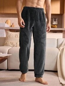 Manfinity Underwear&Sleepwear Basics 男士加绒蓬松家居裤，舒适柔软，适合秋冬季节穿着，温暖舒适。