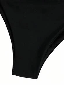 Swim Vcay Frill Trim Bandeau Tie Side Bikini Baddräkt - Svart - Visa 4