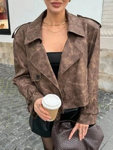 Lavishia Áo khoác dáng rộng tay dài cổ ve tie-dye dành cho nữ mùa thu - Nhiều màu - Xem 5