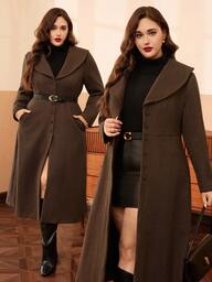 Auvina Plusstorlekar Dam Retro Elegant Överrock, Lämplig För Höst/Vinter, Vardagsliv, Pendling, Dejtoutfit