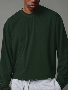 Áo len dài tay cổ tròn dệt kim SUMWON, áo len mùa đông dệt kim kiểu dáng casual, kiểu dáng bán chạy INS, chất liệu dày dặn thoải mái mang lại sự ấm áp tối đa, trang phục gia đình đồng bộ cho các cặp đôi, phối đồ thời trang, bộ đồ gia đình ấm cúng, hoàn hảo cho trang phục thường ngày và ngày lễ. - Màu xanh lá cây đậm - Xem 3