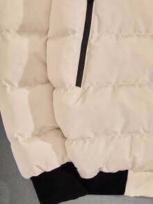 RueChic Men Plaid Printed Lining Patched Regular Wintercoat - Beige - View 4