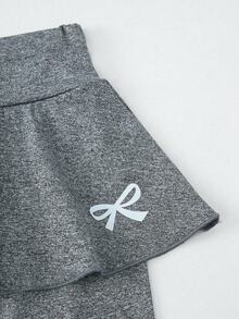 Sparklyn 2 件套女童休闲优雅公主蝴蝶结和蝴蝶图案印花裙和紧身裤套装，适合春夏季、假日、夏季、旅行 - 玫紅色 - 查看 4