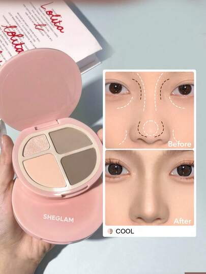 SHEGLAM Hypersculpt Highlight & Contour Palette-Cool, Multi-Use Matte Palette For Illuminating Highlighter, Blush, Contour, Eyeshadow, And Sculpting Powder Brand Beauty Makeup Face Paint Cosmetic For Women Girls Perfect For Winter Spring Ideal For Y2K Fancy Fashion Suitable For Birthday Gift Party Ready Best Color