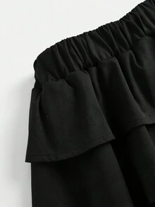 Girlism 少女休闲纯色蛋糕裙，休闲校园运动街头时尚/秋冬、圣诞节、新年快乐 - 黑色 - 查看 5