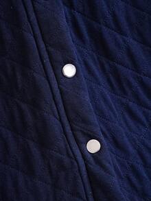 EMERY ROSE 女士圆领单排扣休闲牛仔夹克，秋季 - 中等水洗藍 - 查看 6