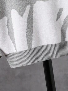 SHEIN Young Boy Fashionable Casual Cute Soft Simple Contrast Color Graphic Knit Long Sleeve Pullover Sweater, Suitable For Home, Daily Wear, School, Outerwear, Party, Autumn/Winter Kids Sweater Toddler Jumper Boy Kids Jumpers 8 Years Old Boy Knitwear White Grey Sweater Kids Fall Grey And White Sweater Childrens Knitwear - Light Grey - View 4