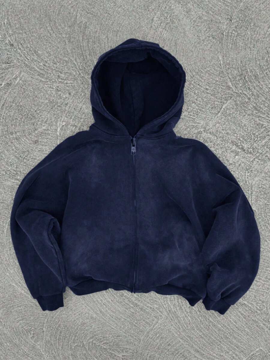 SHEIN Bolty 男童宽松卫衣,休闲学院风,舒适时尚,百搭实用,面料柔软,适合日常穿着、上学、郊游、户外活动,四季皆宜,秋冬季女童服装 - 藏蓝色 - 查看 1