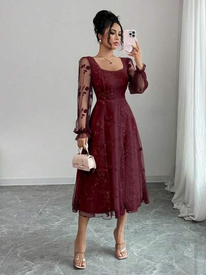 Rafferiza Vestido elegante de encaje jacquard