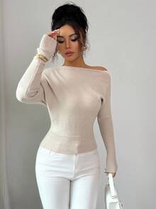 SHEIN Tall Top casual de mujer para otoño/invierno Anneusta, adecuada para vacaciones, Día de la Independencia, Día del Trabajo, Día de Colón, Acción de Gracias, Día de San Valentín, ropa de calle, estilo vintage, escandinavo, grunge, coreano, elegante, versátil, para estudiantes y maestros, estilo gótico, ropa de oficina, casual de negocios, hombros descubiertos, suéter de punto a color block