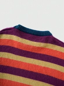 ROMWE MEN Street Life Men's Striped Jacquard Knit Sweater, Loose Fit, For Fall Winter - Multicolor - View 4