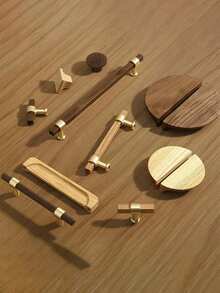 1 件实木橱柜抽屉把手 - 现代简约山毛榉木和黑胡桃木把手，北欧风格衣柜木制旋钮 - 彩色 - 查看 14