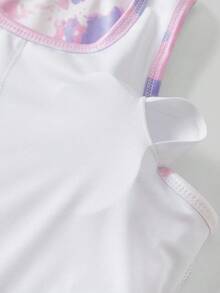 SHEIN Tween Girls Tie Dye Print Vest & Sports Pants Set, Soft Yoga Activewear