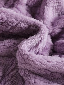 SHEIN 婴儿男女通用可爱毛绒兔耳连帽连体衣，秋冬季紫色婴儿外套连体衣，男女通用婴儿服装，中性婴儿服装 - 紫丁香色 - 查看 5