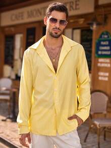 HIMLAND Camicia casual da uomo a righe verticali, vestibilità regular, autunno