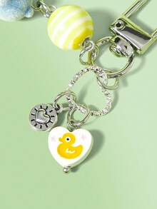 POKOJA LAND 1 pieza Llavero unisex con pato amarillo de felpa de dibujos animados, accesorio con colgante de pato con corazón encantador para bolso - Multicolor - Ver 4