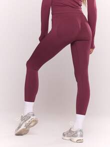 Musera Sport Sport High Waisted Contouring Seamless Leggings Casual Active Workout Gym Back To School - Burgundy - View 4