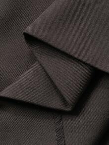 Dazy Plus 大码女式修身中长直筒裙，商务休闲通勤风格，春秋季 - 灰色 - 查看 4