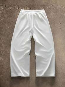 AXEPEAK Men's Elastic Letter Print Crew Neck Long Sleeve Sweatshirt And Sweatpants Casual Suit, Fall Winter Clothes - White - View 5