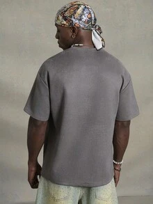 PAVTROS Áo thun nam tay ngắn in chữ cổ điển, quà tặng bạn trai, khi đi chơi - Xám - Xem 2