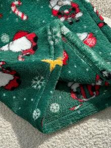 Franclia 冬季休闲百搭弹性腰部圣诞图案羊毛裤 - 綠色 - 查看 7