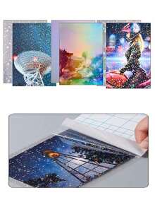 10 张全息贴纸，透明 A4 乙烯基贴纸，自粘防水透明膜，带有心形、雪花图案，11.8 x 8.3 英寸，可用于保护书籍、照片、明信片等。 - 彩色 - 查看 5