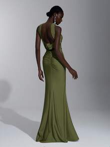 Elitara 优雅浪漫性感简约设计紧身连衣裙，弹力针织，细肩带，露背，修腰。时尚网红风格，适合节日、派对、婚礼、伴娘等场合。