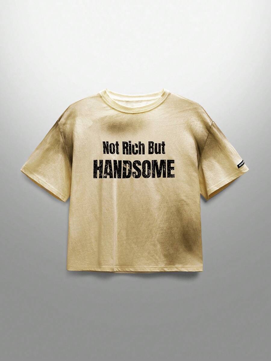 NEON BLANC Men's Street Style Slim Fit Crew Neck Knit T-Shirt, Suitable For Summer - Yellow - View 1