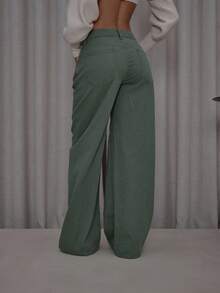 MUSERA Wide Leg Low Rise Green Washed Denim Jeans Cute Classy Casual Streetwear Sexy Going Out Fall Autumn Toffee  Chic