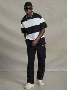 PAVTROS Men's Street Collegiate Style Pants, Back To School - Black - View 4