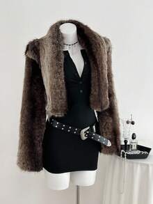 Elamini 1pc Women's Black Ribbed Knit Bodycon Mini Dress, Stretchy, Button Decor, Deep V-Neck, Hollow-Out Sexy Back, Fitted Waist, Suitable For Daily Wear, Commute, Back To School - Black - View 3