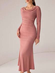 Modelyn Fashionable Sexy Long Sleeve Mermaid Hem Knit Dress For Women