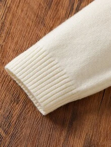 SHEIN 女婴休闲鹿图案毛衣和裤子套装 - 卡其色 - 查看 6