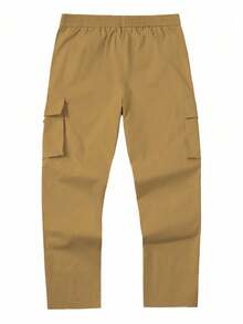 Manfinity Homme MenStreetwear Casual Solid Color Cargo Pants, Fall - Khaki - View 2