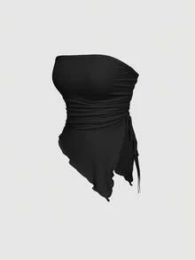 SHEIN MOD 3pcs Women Drawstring Design Ruched Fashionable Tube Top, Halloween Costumes, Vacation Women, 2000s , Costume - Multicolor - View 8