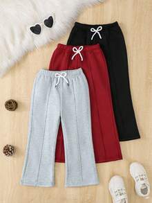 SHEIN Vintaside Kids 少女抽绳腰部宽松运动裤套装，秋冬 - 彩色 - 查看 5