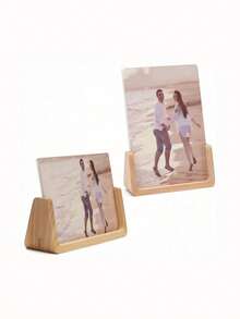 SURELIFE 1pc 6/7/8Inch Acrylic & Solid Walnut Wood Photo Frame Sign Holder Wood Base Table Menu Display Stand - Versatile Horizontal Or Vertical Display, Perfect For Home Decor & Gifts Deotative - Multicolor - View 7