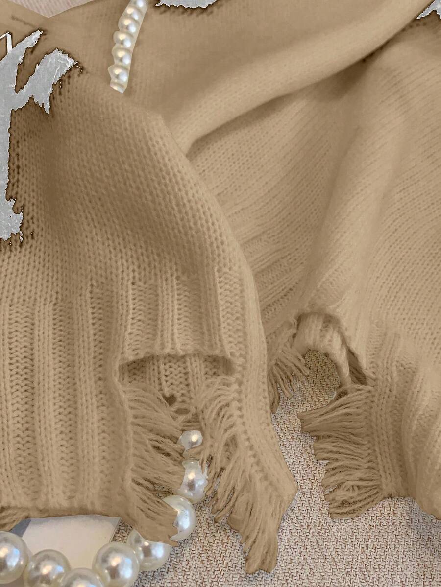 Chiquease 女士 V 领长袖简约针织毛衣，休闲日常穿着