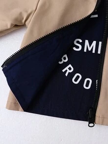 Abrigo reversible de manga larga con capucha, estilo deportivo casual de color contrastante, adecuado para salidas diarias, reuniones, deportes, otoño/invierno para bebé niño - Multicolor - Ver 7