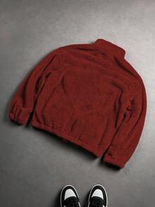 PAVTROS Áo khoác nam trơn thêu đa năng, phong cách Thu/Đông, Grunge, Giáng sinh, áo khoác lót giữ nhiệt - Đỏ - Xem 6