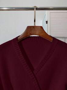 Franclia Nouveau cardigan blanc élégant et polyvalent de haute qualité pour femmes, pour l'automne/hiver - Rouge foncé - Voir 4