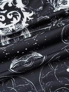 EgrlEra 女式时尚性感全印花长袖紧身迷你连衣裙 - 黑色 - 查看 3