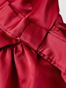 SHEIN MOD Women's Off-Shoulder Red  Maxi Dress,Fall/Winter,Halloween,Nightmare Before  ,Halloween Costume Women ,Party,Elegant, Red Satin Dress, Off Shoulder Dress, Red Formal Dress, Red Tea Length Dress, Red Party Dress,Wedding Guest Dress For Women,Pirate Dress,,Halloween Costumes, Costume - Red - View 5
