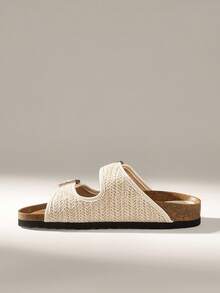 Solecia 女士时尚平底凉鞋，夏季沙滩度假户外拖鞋 - 杏色 - 查看 3